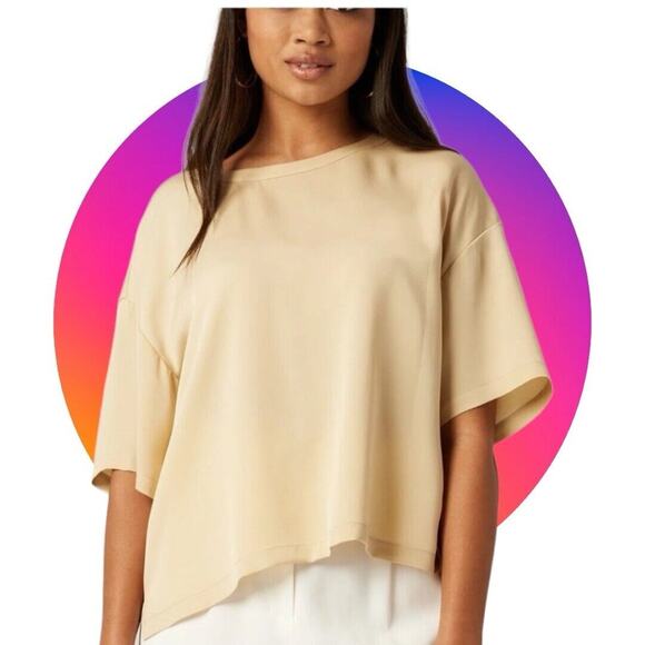 LITA by Ciara NWT 100% Silk Top Cream Tan Size XL MSRP $198 - Picture 2 of 16